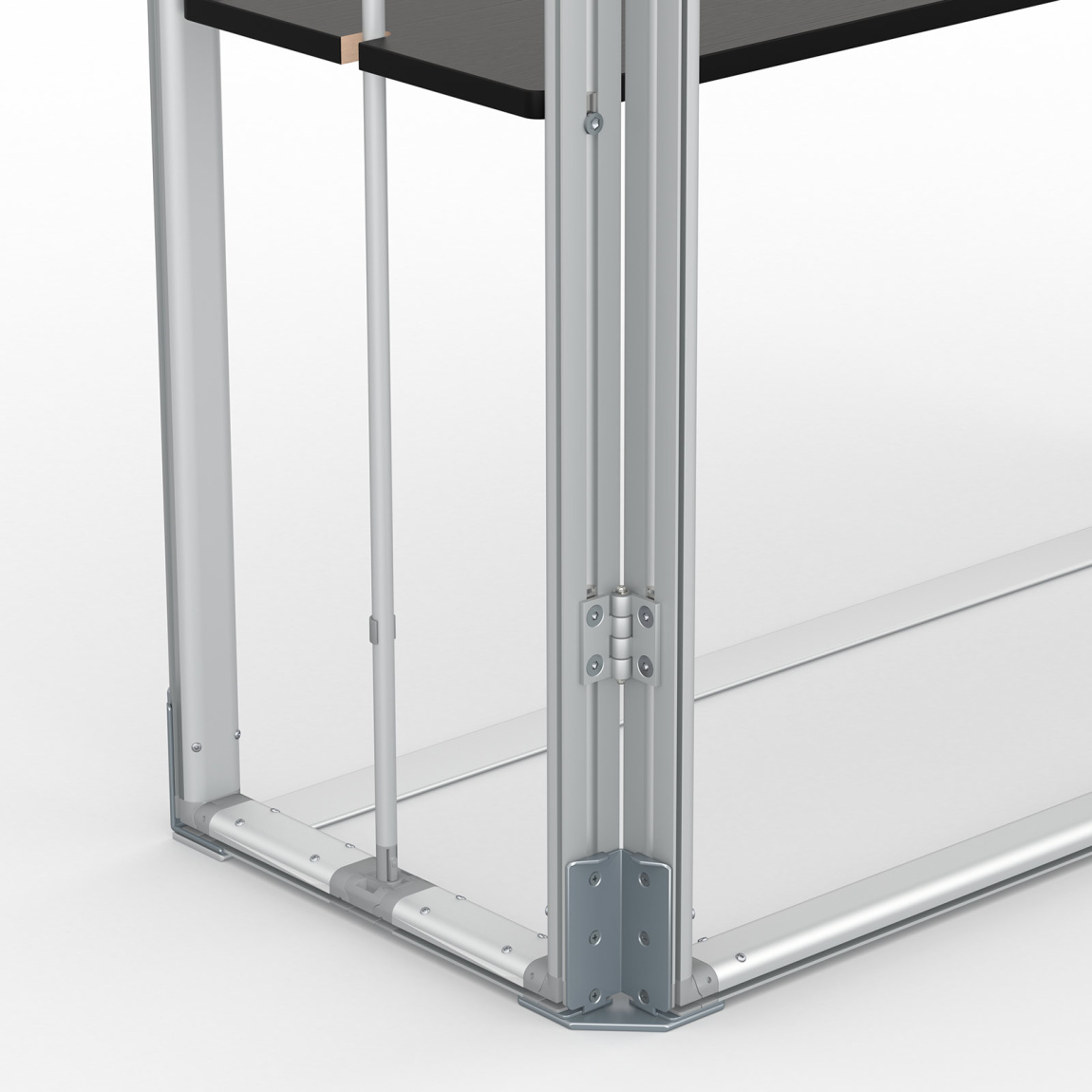 Comptoir d'exposition cadre à jonc flex, connexions d'angle stables