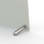 Réveil photo, détail : pieds en acier inoxydable argenté