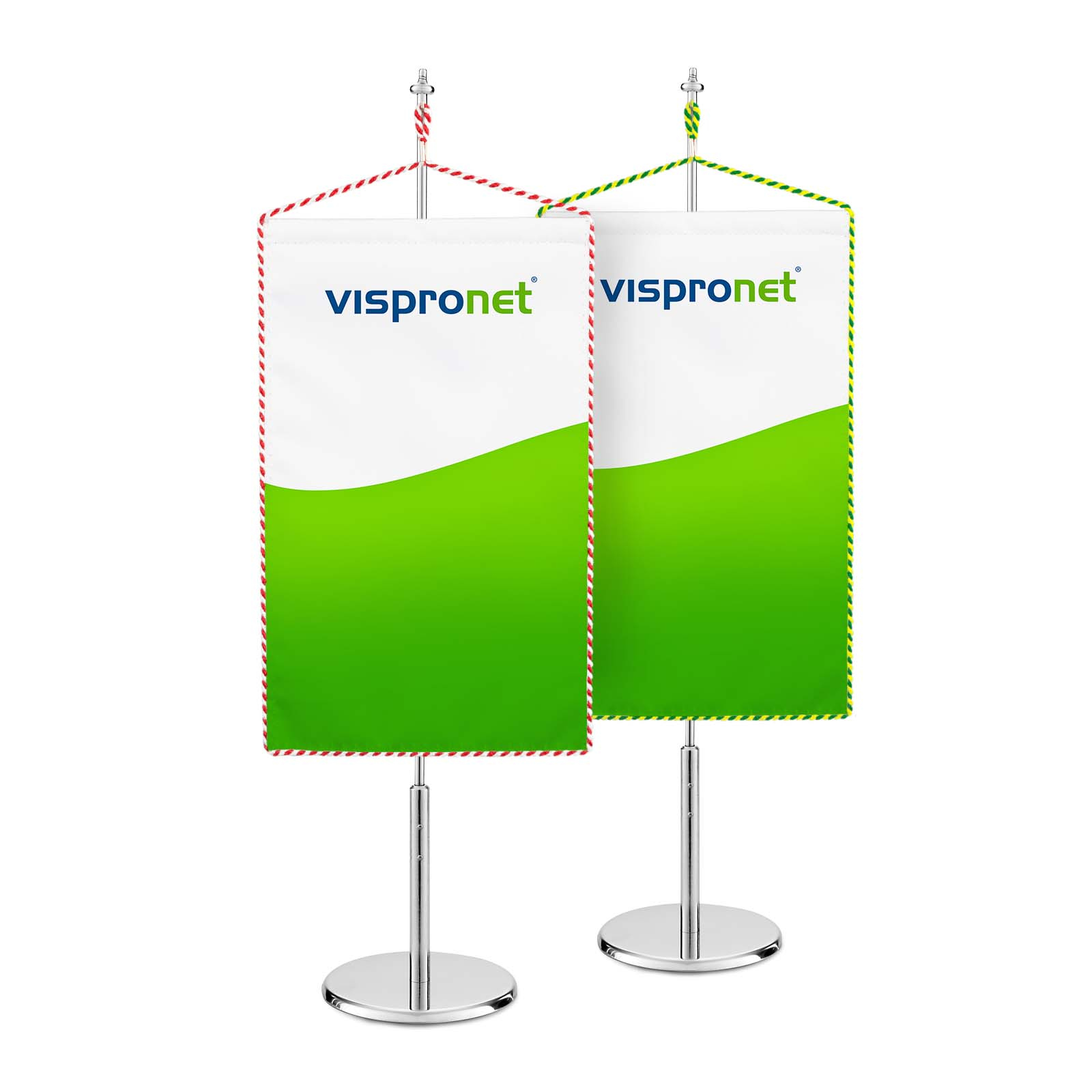 Bannière de table rectangulaire avec cordon blanc/rouge ou vert/jaune