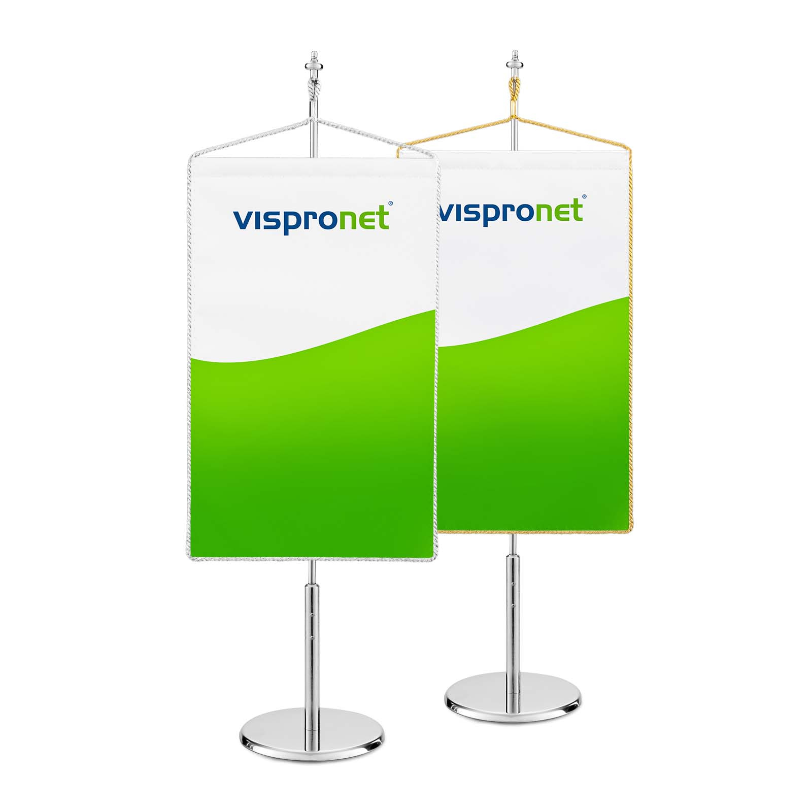 Bannière de table rectangulaire avec cordon argenté ou doré
