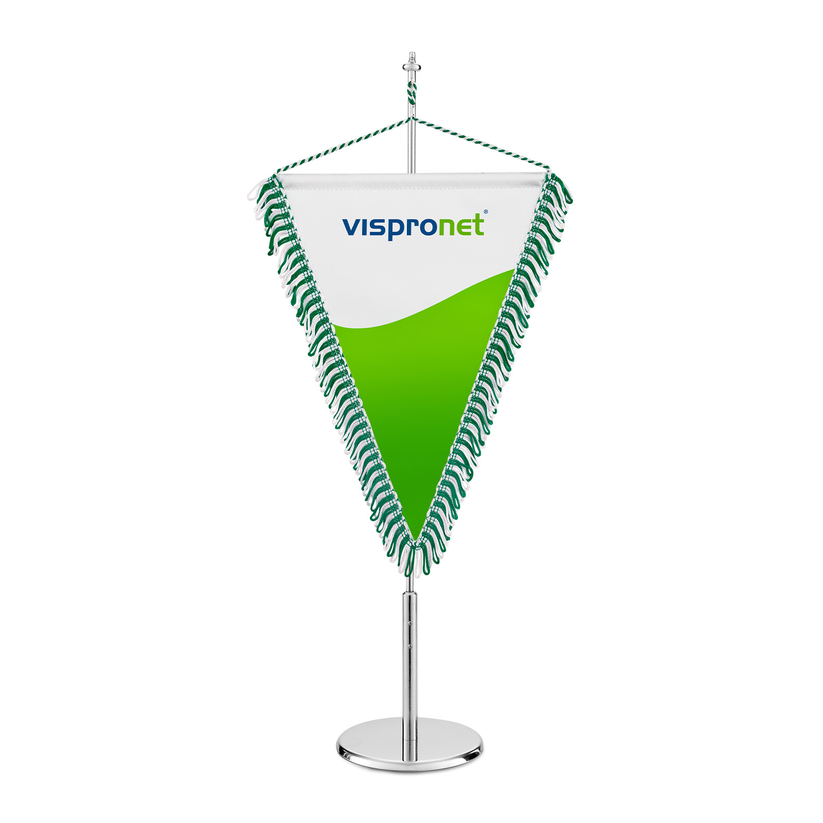 Fanion de table avec frange boucle blanche/verte