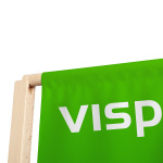Bannière display en bois - vue bord supérieur, barre en bois à insérer