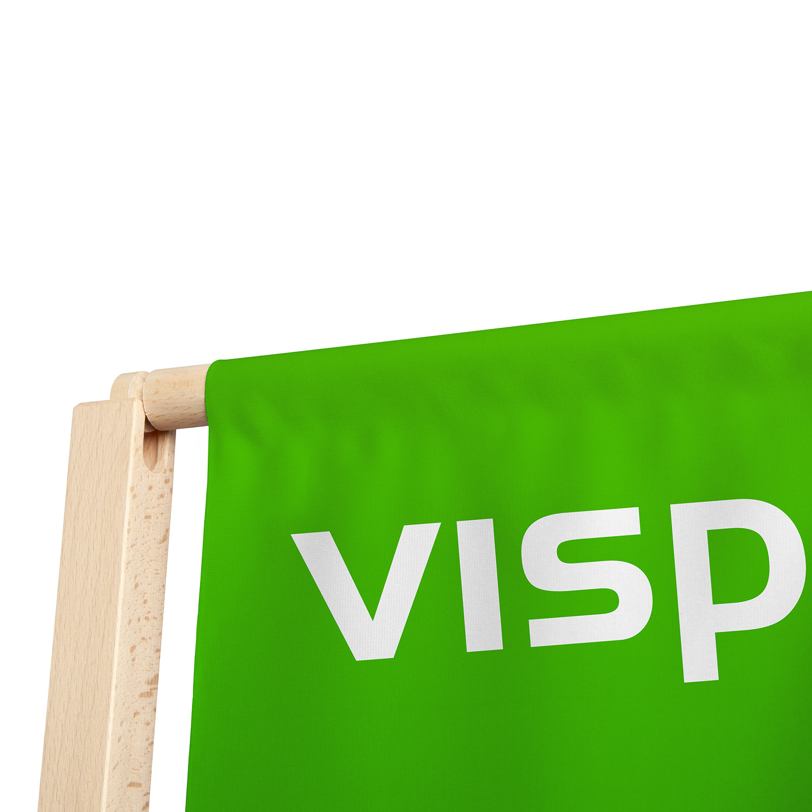 Bannière display en bois - vue bord supérieur, barre en bois à insérer