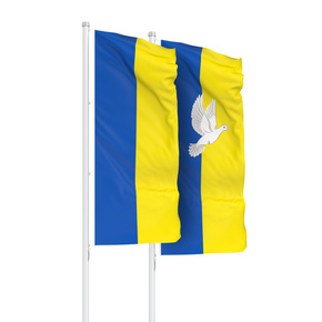Drapeau de l'Ukraine avec colombe de la paix