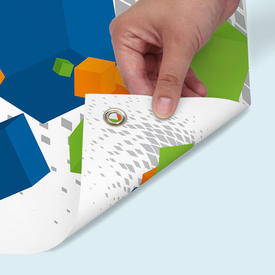 Banderole PVC Basic avec œillet métallique ø 10 mm, verso imprimé