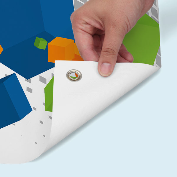 Banderole bâche PVC Basic avec œillet métallique ø 10 mm, dos non imprimé