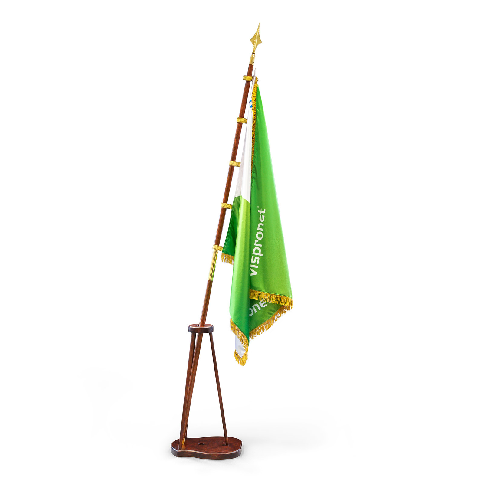 Drapeau double face dans porte hampe en bois - simple