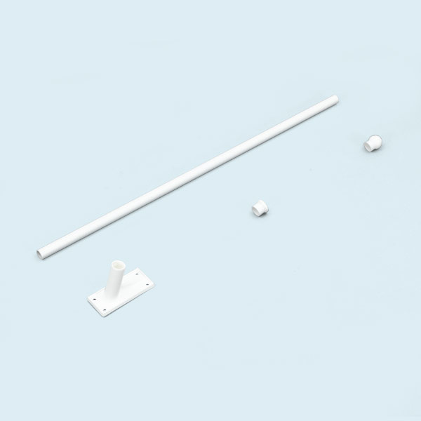 Support de drapeau 75°, à boule de finition blanche