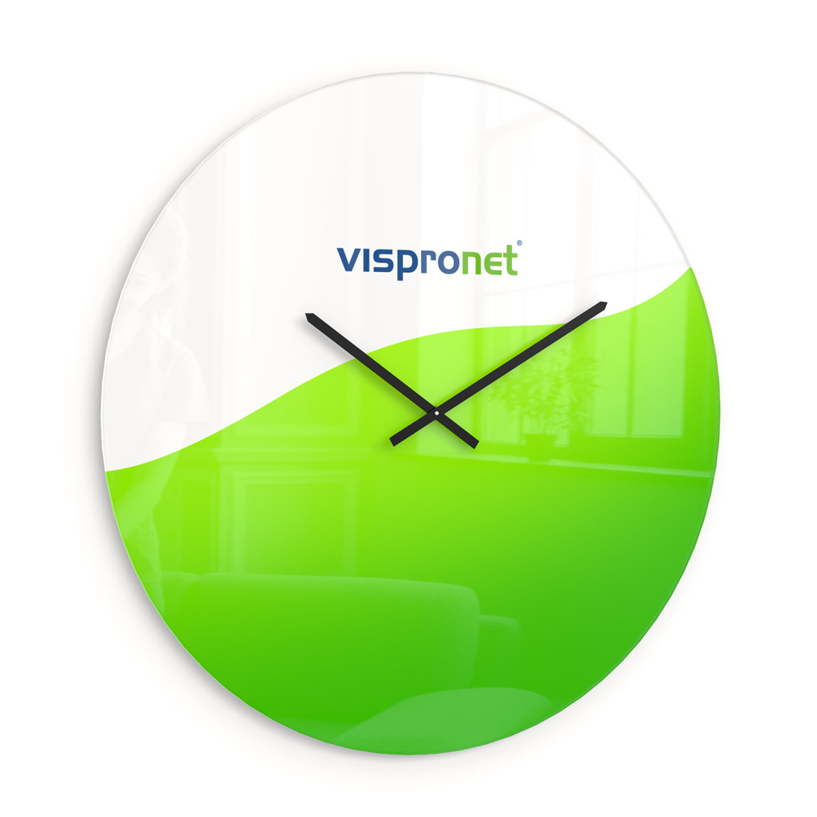 Horloge en verre acrylique, verso imprimé de blanc de soutien