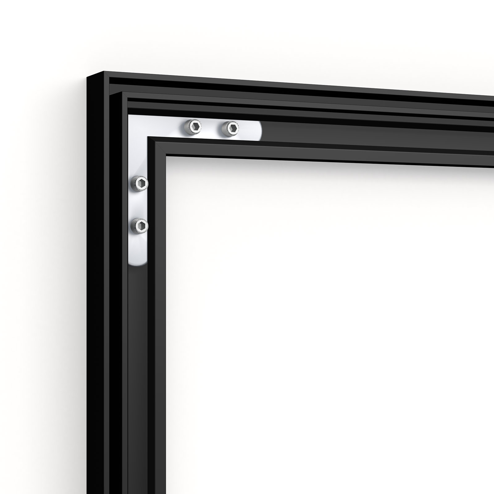 Cadre mural Q-Frame®, profilé 15 mm, détail d'un coin
