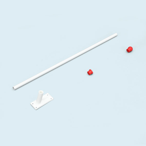 Support de drapeau 75°, à boule de finition rouge