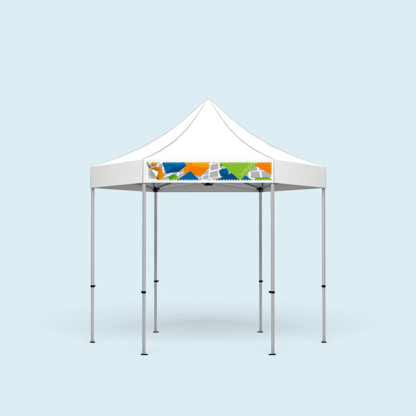 Pavillon Select Hexagon avec banderole amovible imprimée au volant