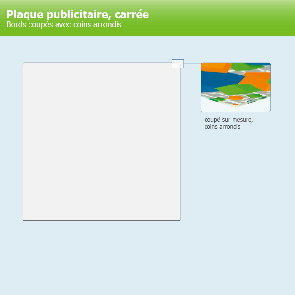 Panneau publicitaire carré avec coins arrondis