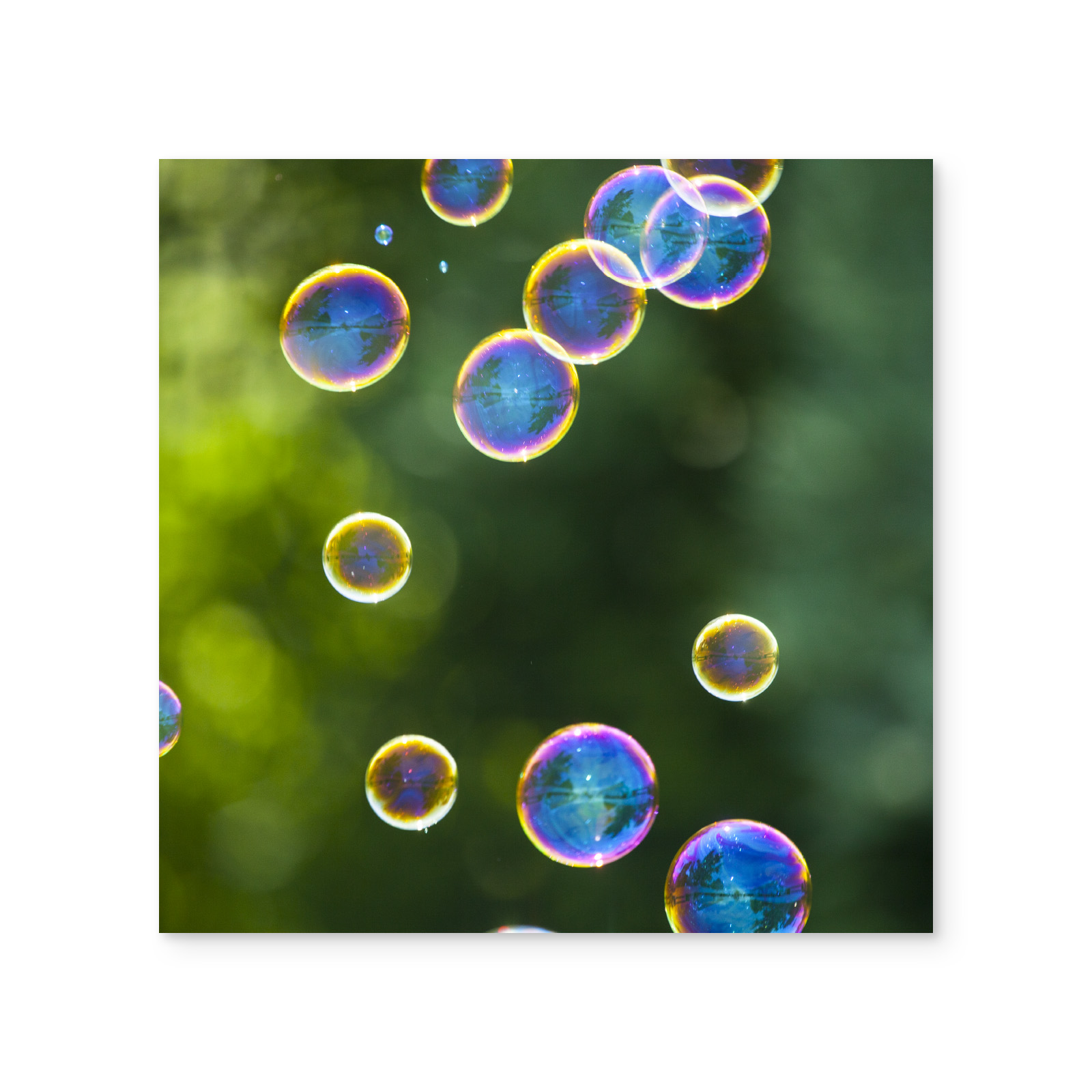 Poster en verre acrylique avec motif bulles de savon