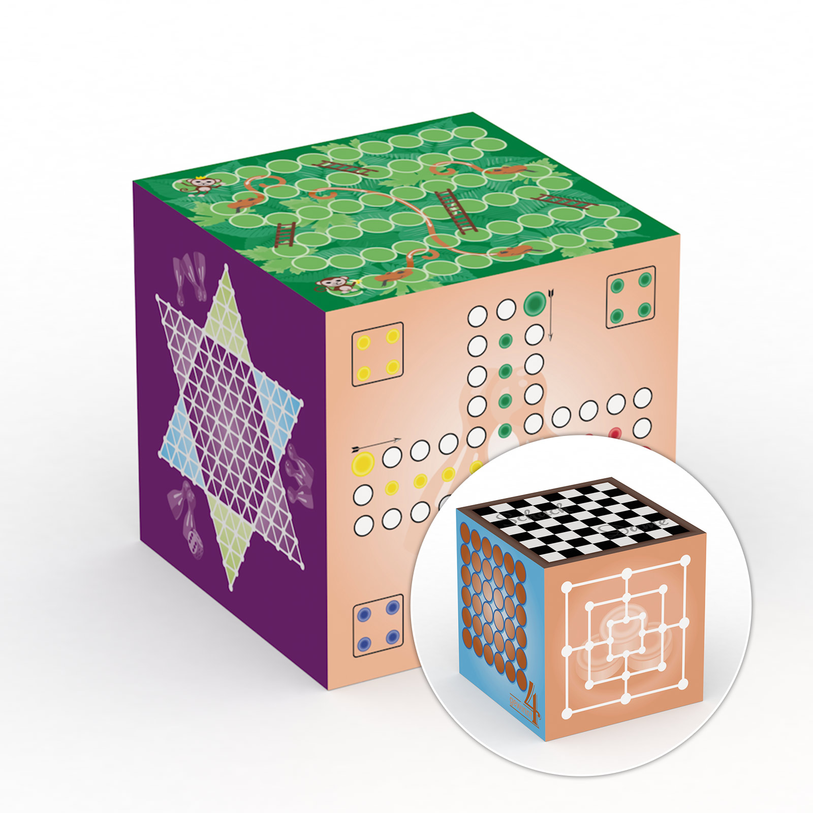 Cube d’assise 45 x 45 x 45 cm avec impression collection de jeux