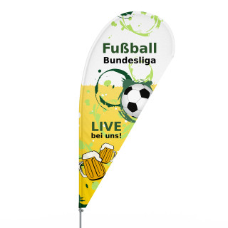 Bowflag Basic Tropfen, Gr. S - Fussball Bier