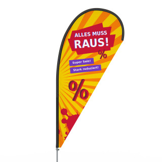 Bowflag Basic Tropfen, Gr. S, Hohlsaum schwarz - Alles raus