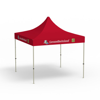 Faltpavillon Basic, rot, Volant mit Aufdruck - Gesundheitslauf