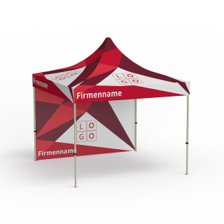 Faltzelt Basic, 3 x 3 m, 1 Vollwand - Eckig