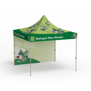 Faltzelt Basic, 3 x 3 m, 1 Vollwand - Weingut