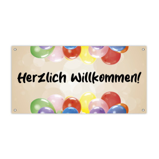 PVC-Banner 200 x 100 cm, Metallösen in Ecken - Willkommen