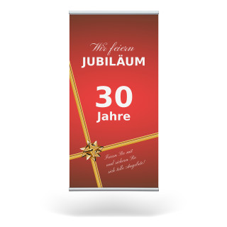 Stoffbanner, Metallbeleistung silber, 40 x 80 cm - Jubiläum