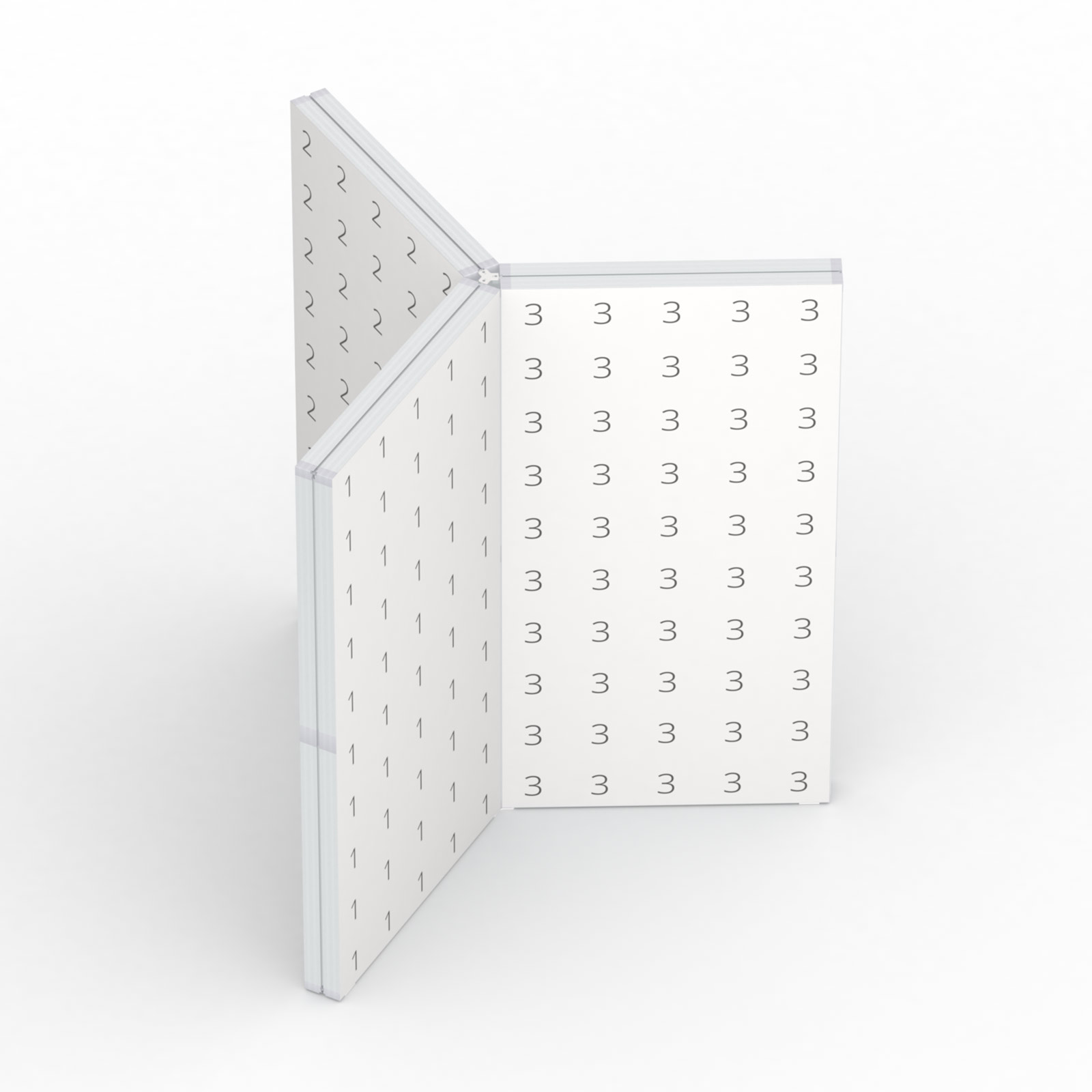 Schema: Lightbox flex Y-Modul – Anordnung der Druckteile