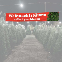 Banderole tendue vente de sapins de Noël