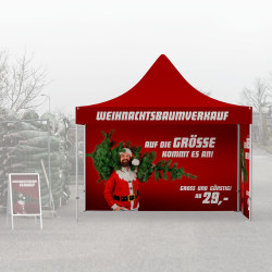 Tente pour vente de sapins de Noël