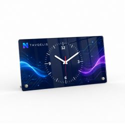 Horloge de table rectangulaire avec cadran au centre