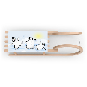 Luge escargot monoplace latérale, motif Pingouins
