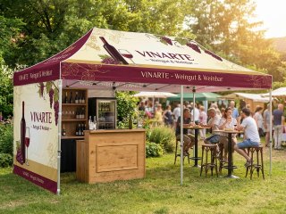 Pavillon pliant 4x8 m en utilisation