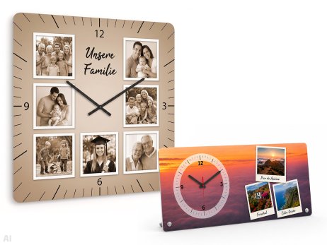 Horloge photo avec plusieurs photos sous forme de collage