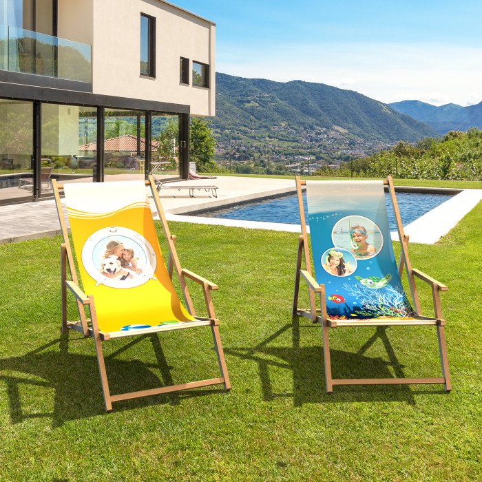Chaises longues en bois avec accoudoirs