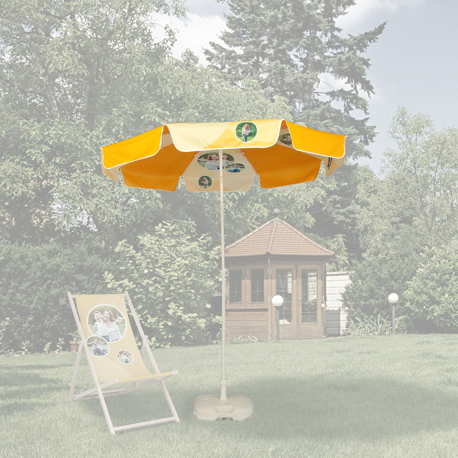 Parasol imprimé avec manivelle